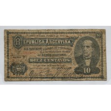 ARGENTINA COL. 002 BILLETE DE $ 0,10 AÑO 1884